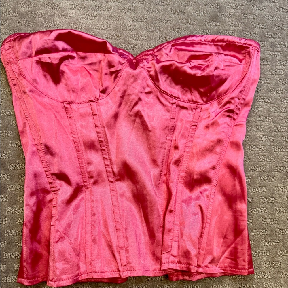 Pink Satin Bustier Top
